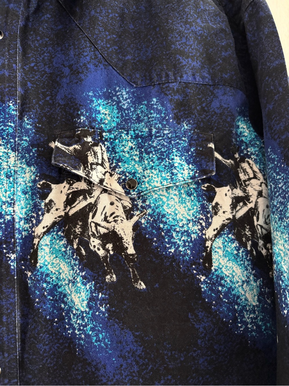 Wrangler XLG western black pearl snap long sleeve rodeo buck cowboy. - Picture 8 of 9